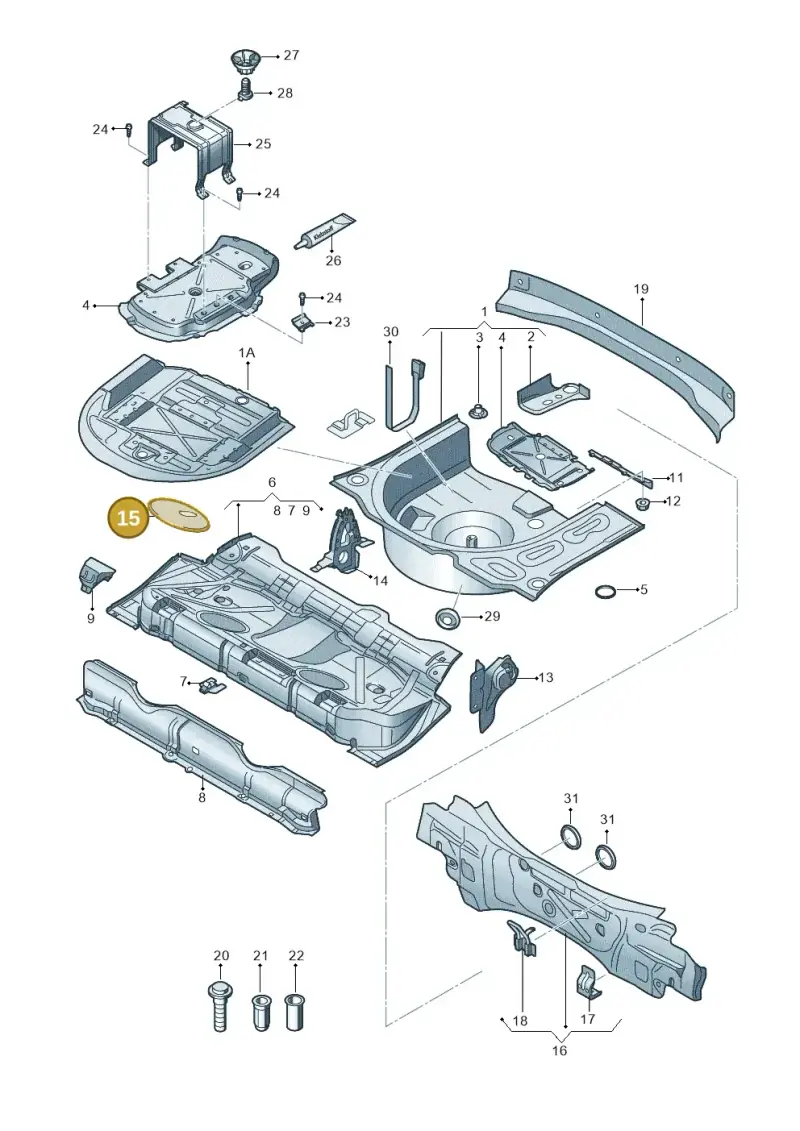6R0971839A — Audi A1 Sportback (2014-2018) diagram 708813000, position 15