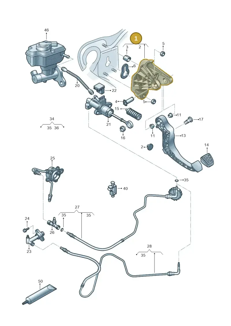 6R1721373A — Audi A1 Sportback (2014-2018) diagram 792721250, position 1