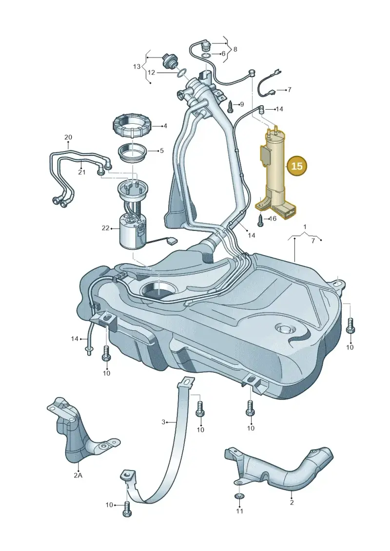 6RU201801A — Audi A1 Sportback (2014-2018) diagram 747201400, position 15