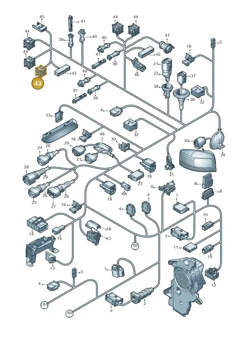 6X0937527 — Audi A3 Sportback (2008-2013) diagram 646971830, position 43