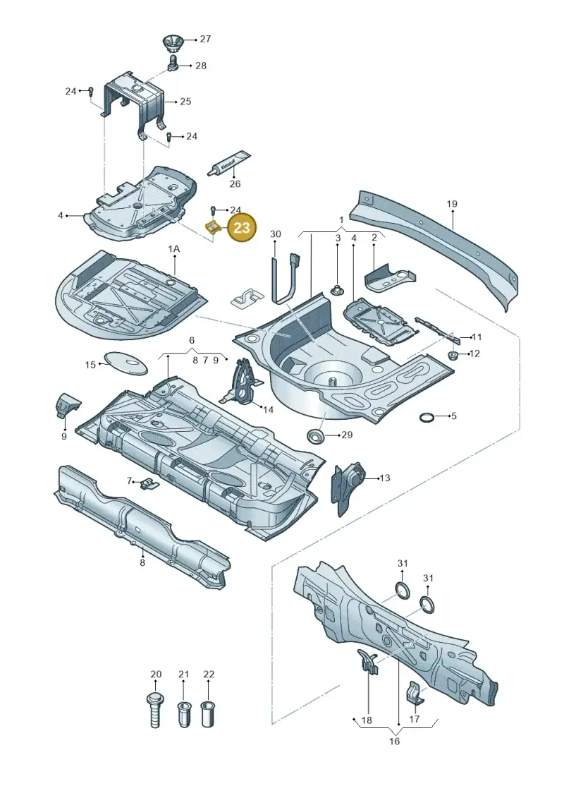 6X0959502A — Audi A1 Sportback (2010-2015) diagram 708813000, position 23