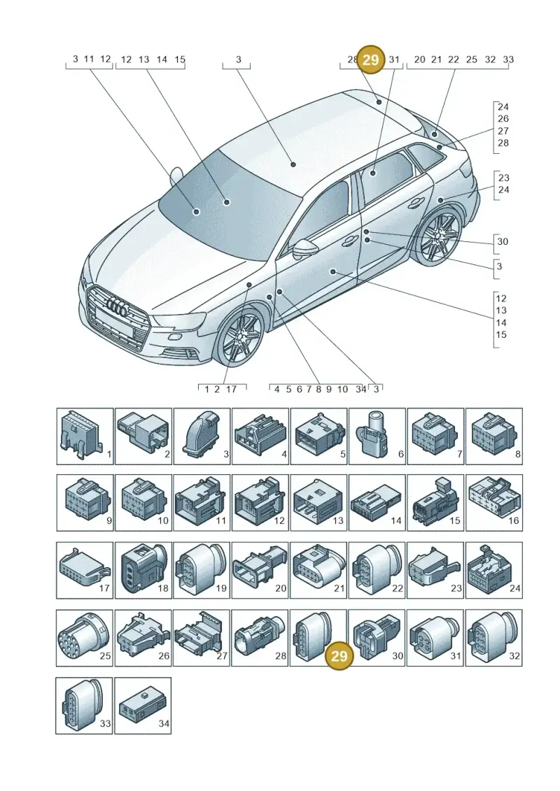 6X0973825 — Audi RS3 Limousine (2017-2020) diagram 890971790, position 29