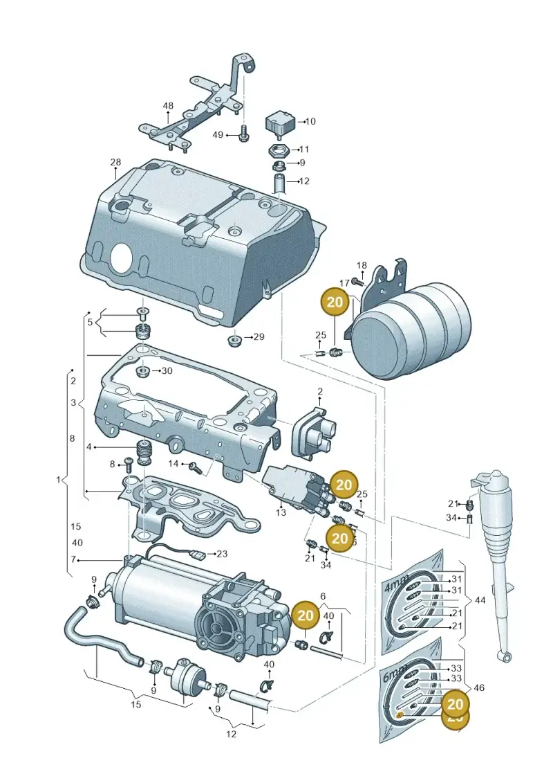 7L0616758 — Audi A8L (2017-2022) diagram 838616300, position 20