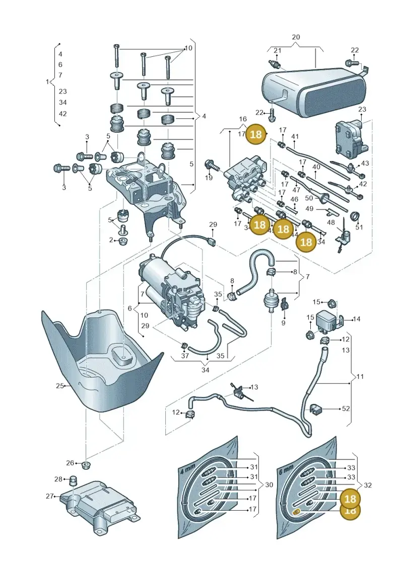 7L0616758 — Audi RS Q8 Quattro (2019-) diagram 859616350, position 18