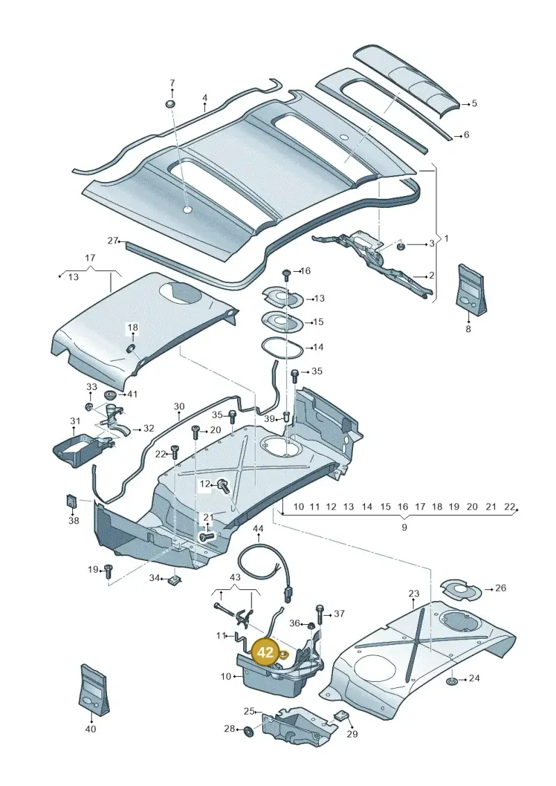 7L0899190 — Audi R8 Spyder (2015-2024) diagram 872825700, position 42