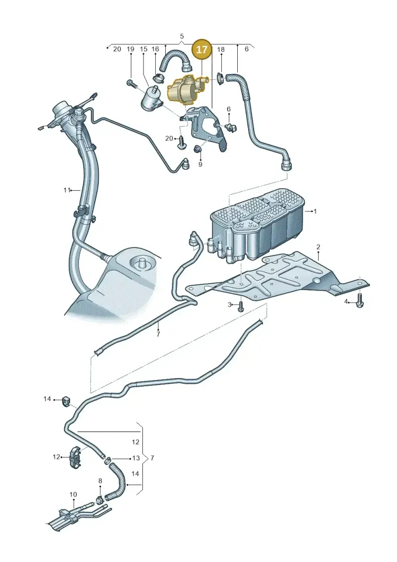7L0906243A — Audi A8L (2017-2022) diagram 838201085, position 17