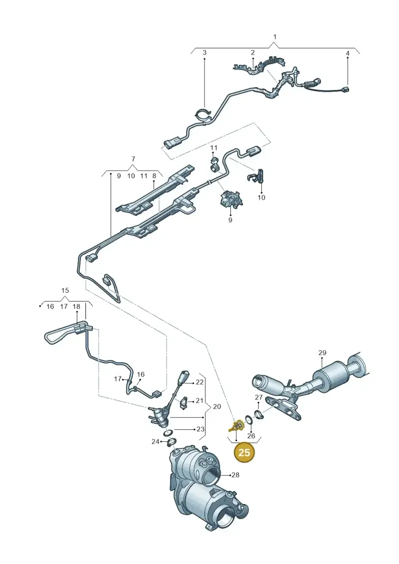 7LA131113A — Audi A3 Sportback (2019-2021) diagram 596201510, position 25