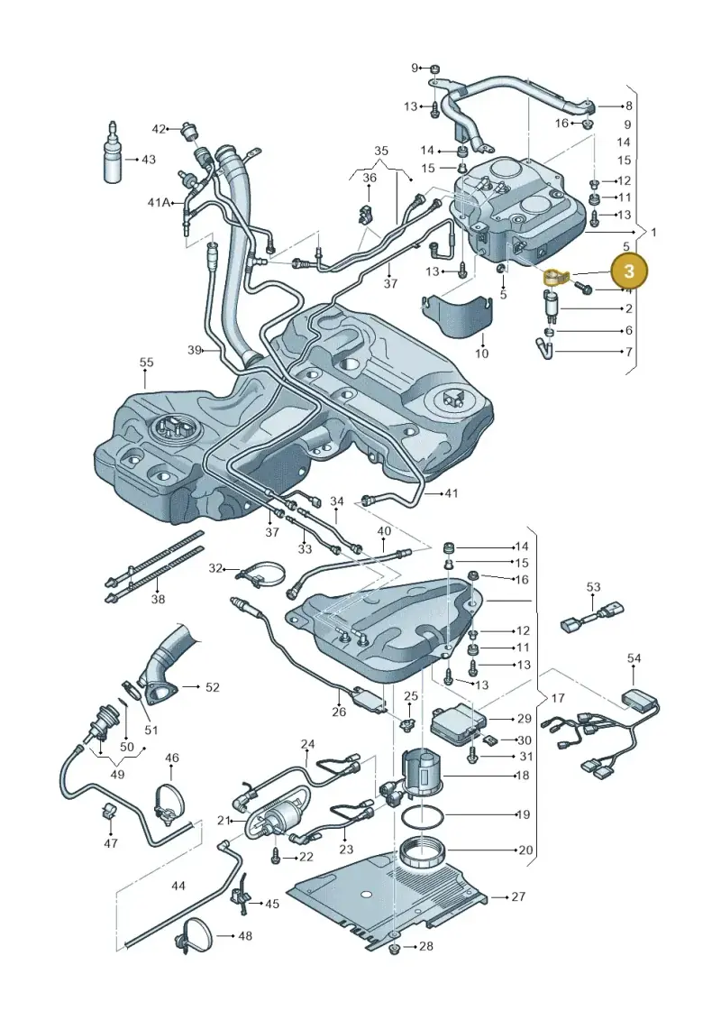7M3813549 — Audi A5 Sportback (2011-2017) diagram 636201150, position 3