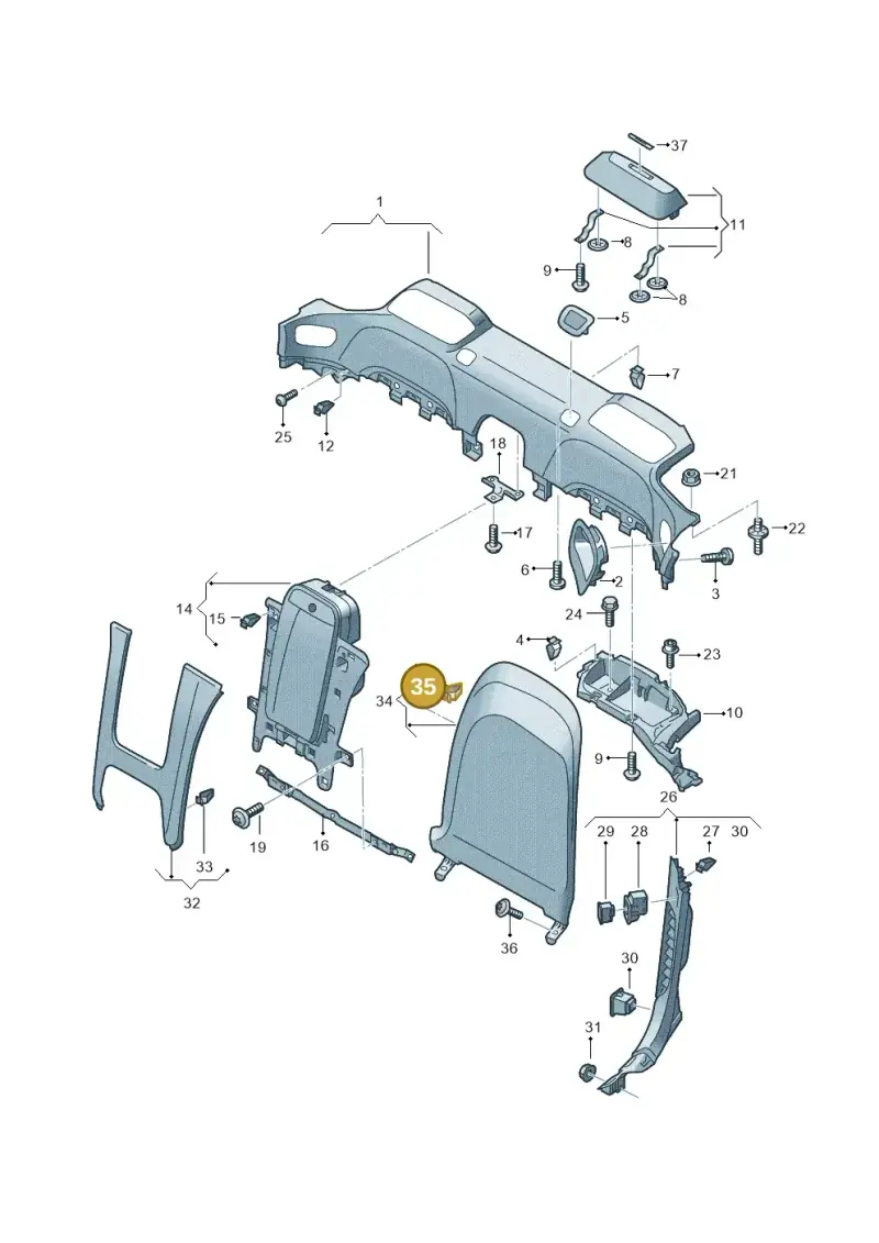 7M3827649 — Audi R8 Spyder (2015-2024) diagram 872867520, position 35