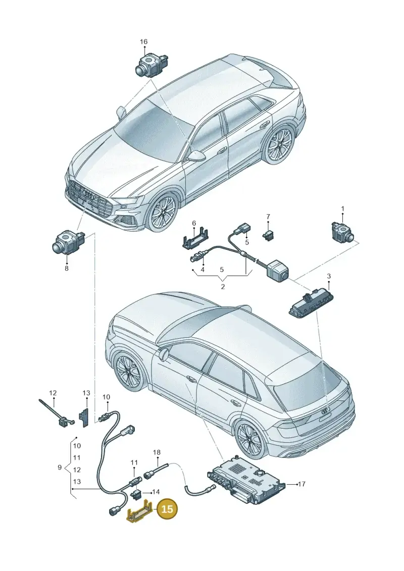 7P6937545 — Audi Q8 Quattro 3,0 (2018-) diagram 429907450, position 15
