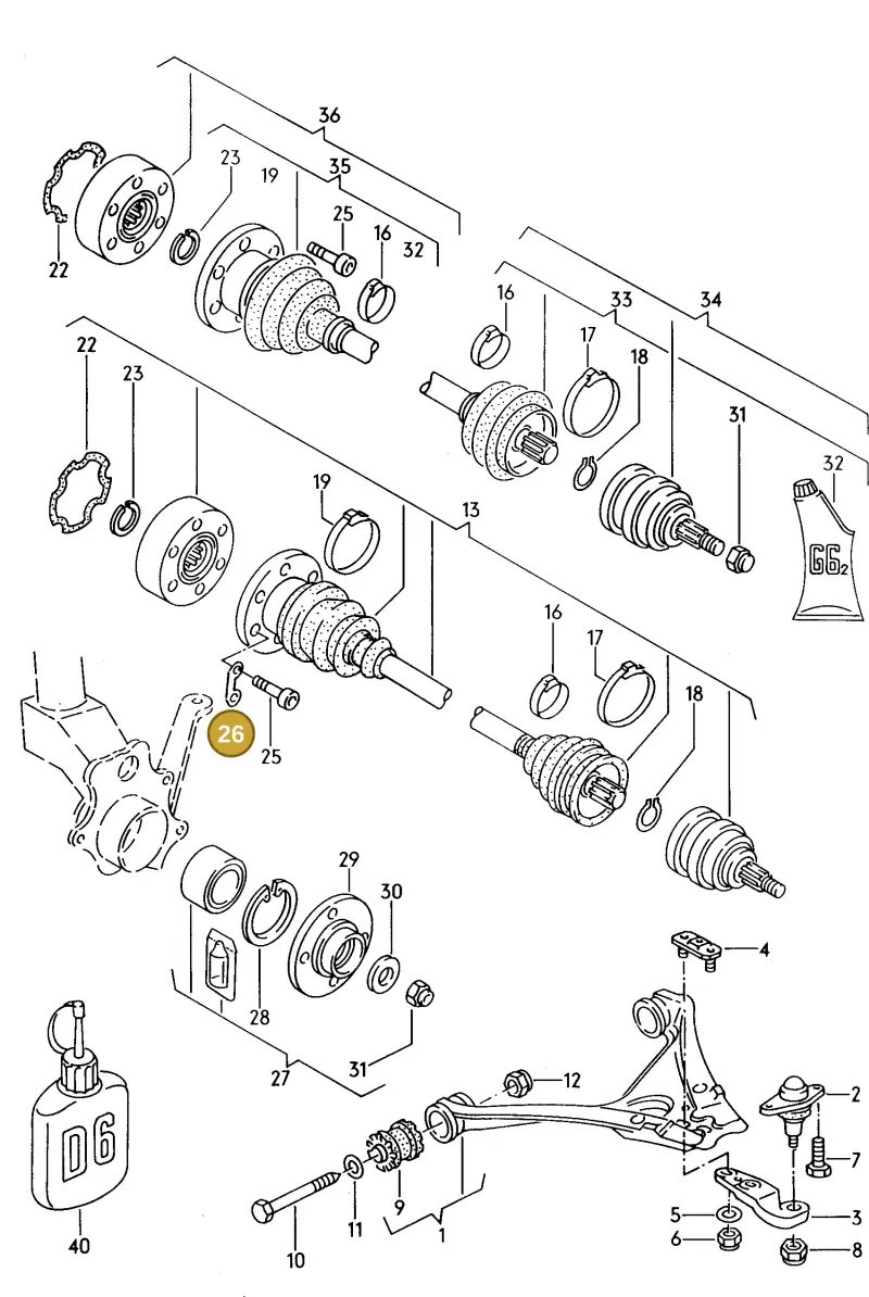 803407357 — Audi 80/90 qu. (1987-1991) diagram 074046100, position 26