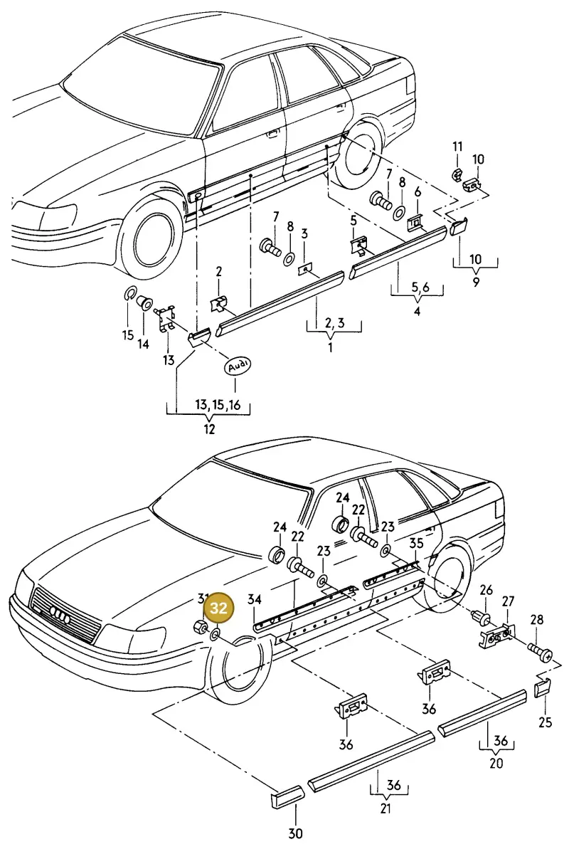 803955637 — Audi A8 quattro (1999-2002) diagram 153853100, position 32