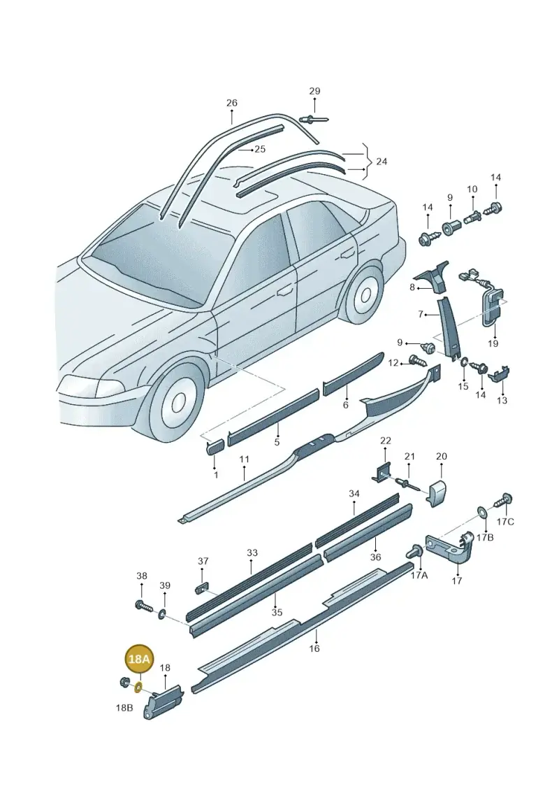 803955637 — Audi A4/Avant (1999-2001) diagram 156853100, position 18A
