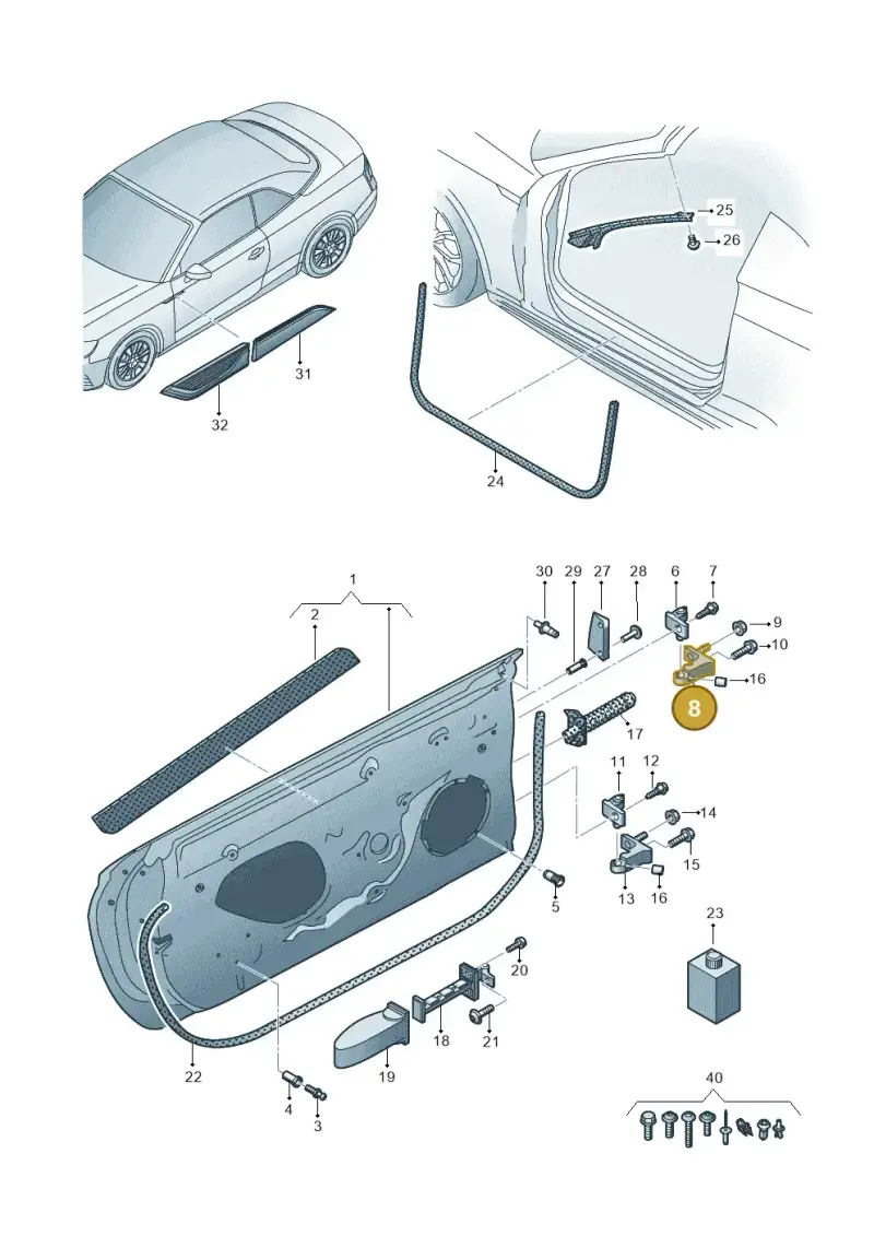 80A831403A — Audi A5 Cabrio 2.0 (2016-2018) diagram 848831100, position 8