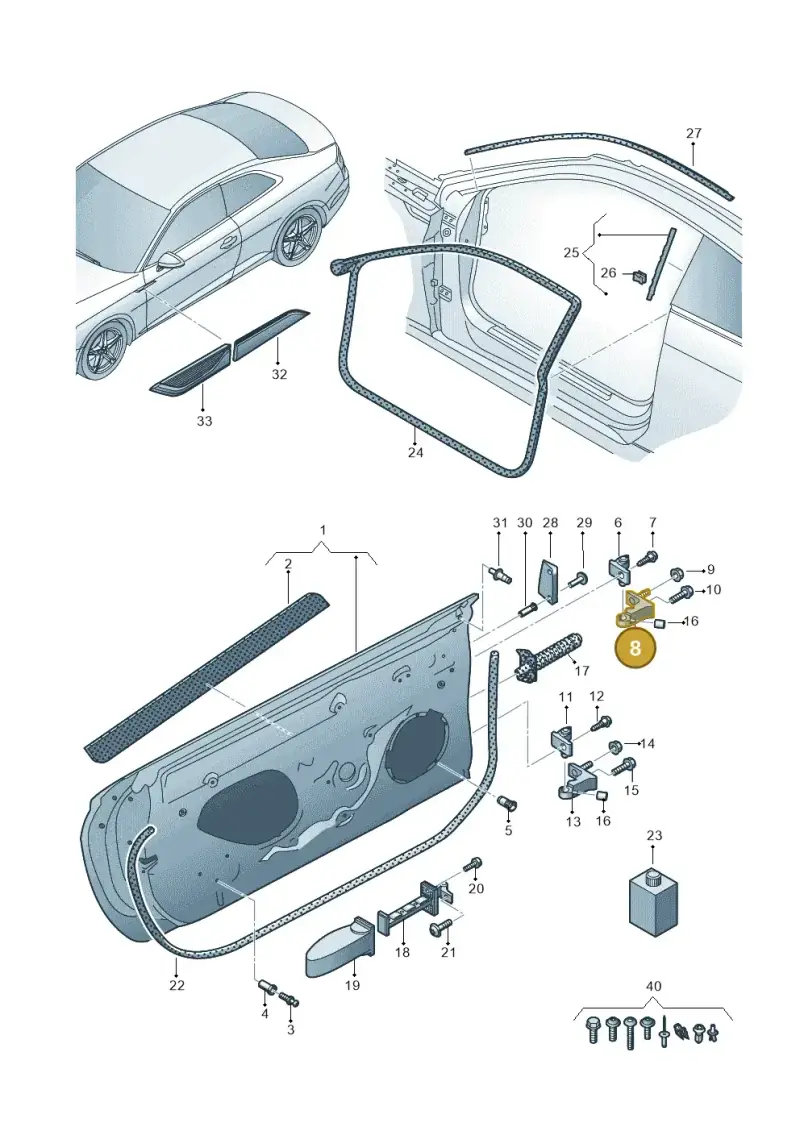 80A831403A — Audi RS5 Sportback (2017-) diagram 897831100, position 8