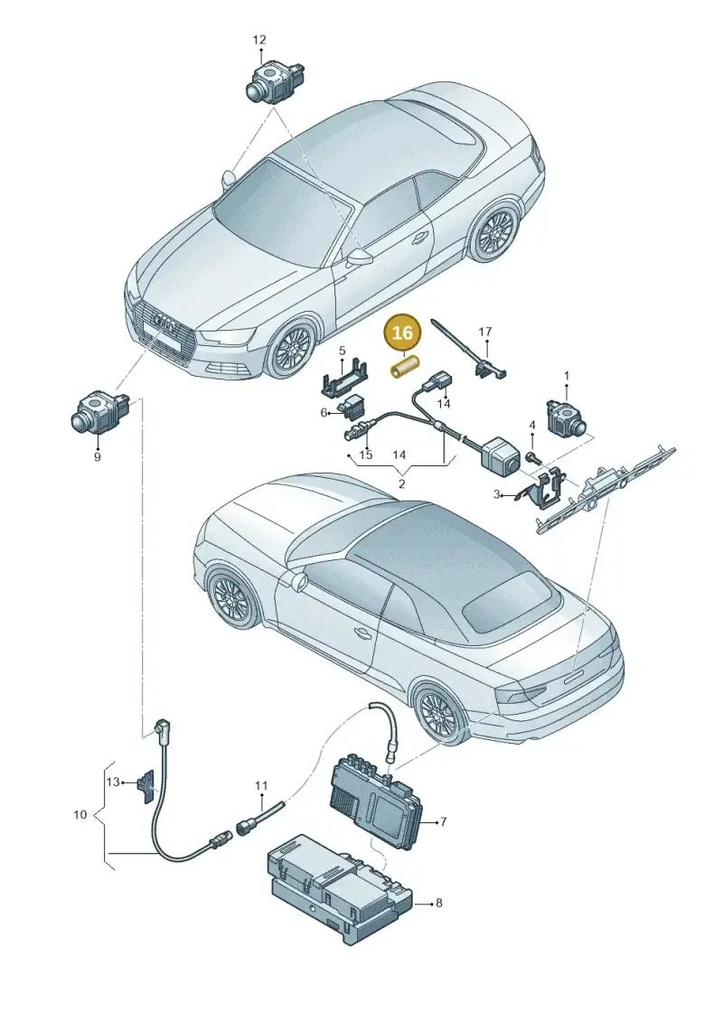 811971790 — Audi A5 Cabrio 2.0 (2016-2018) diagram 848907450, position 16