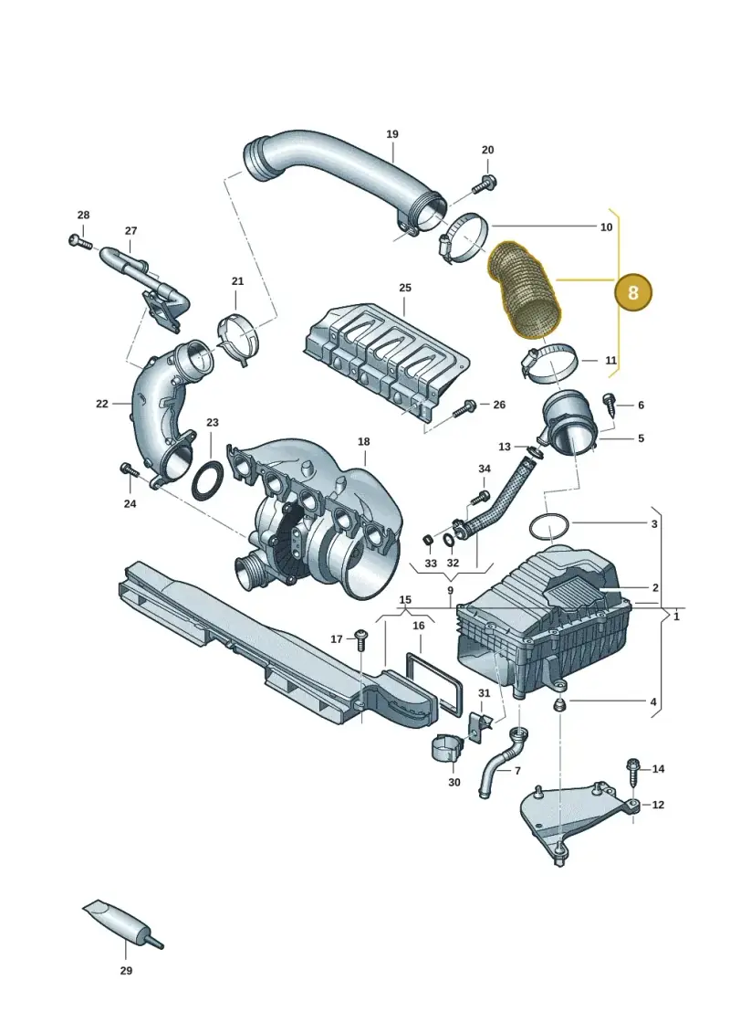83A129624A — Audi RS Q3 Sportback (2019-2024) diagram f3z133030, position 8