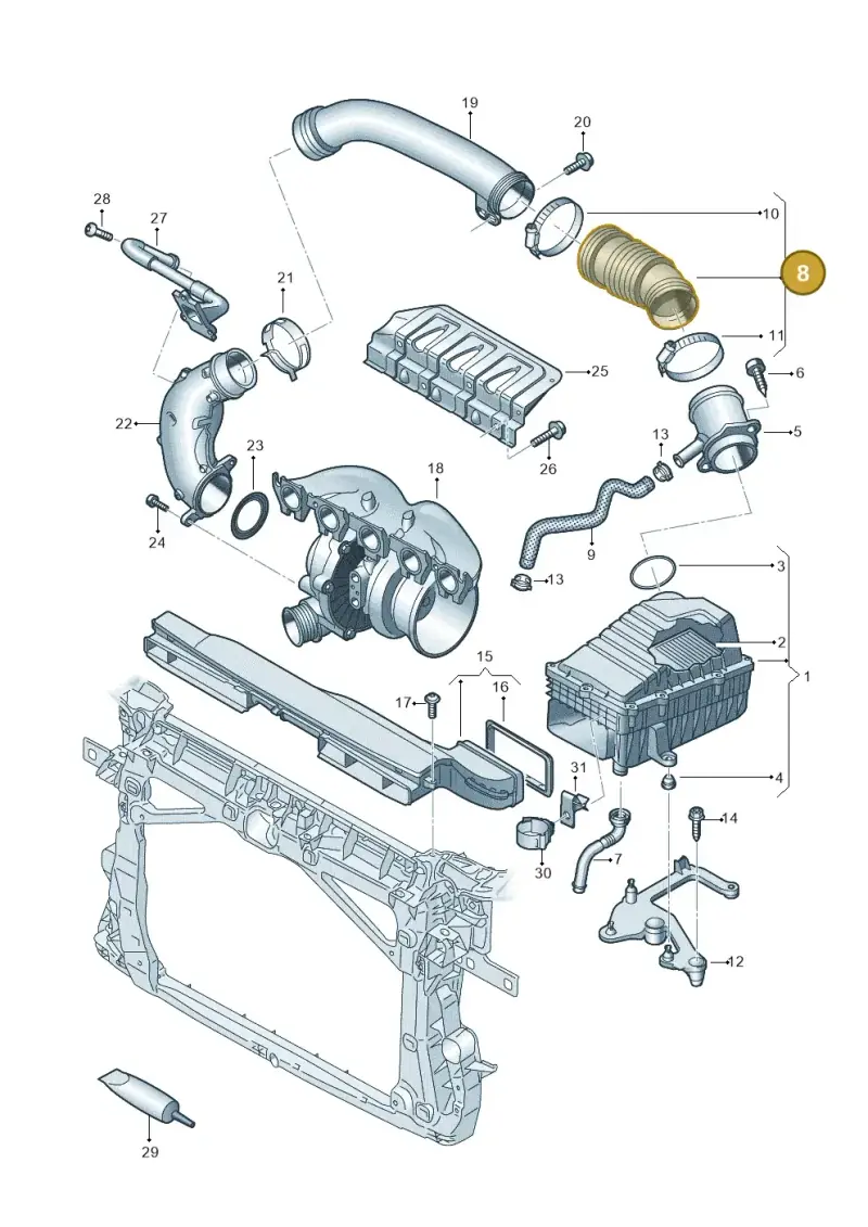 83A129624A — Audi RS Q3 Sportback (2019-2024) diagram 898133300, position 8