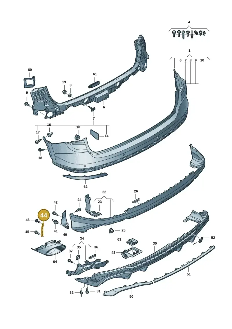 83A807334 — Audi RS Q3 Sportback (2019-2024) diagram f3z807600, position 44