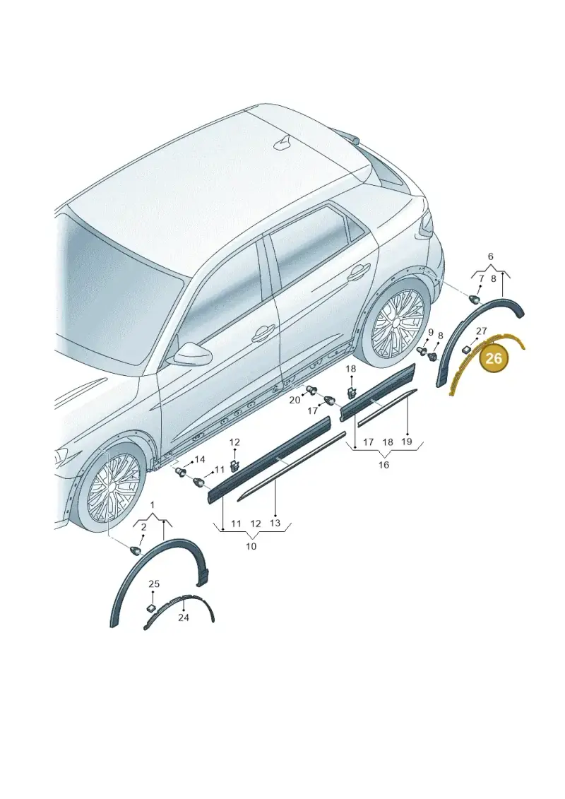 83A854990A — Audi Q3 quattro (2018-2019) diagram 597853100, position 26