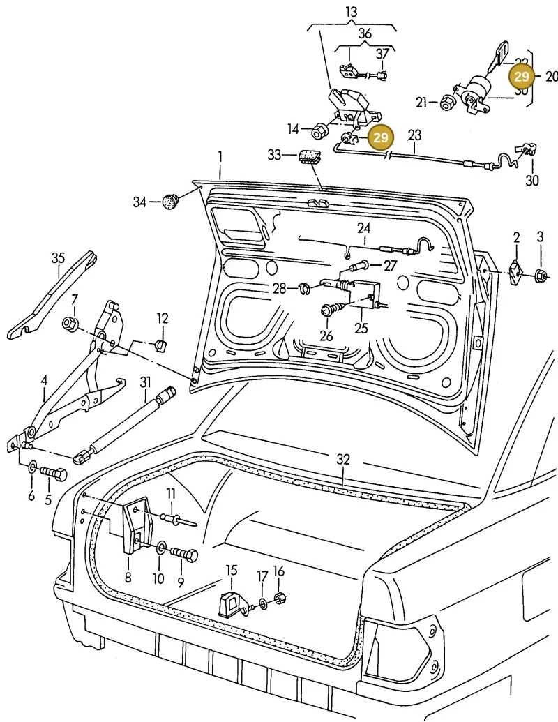 893837821A — Audi S6 plus qu.       97 (1996-1997) diagram 118827100, position 29