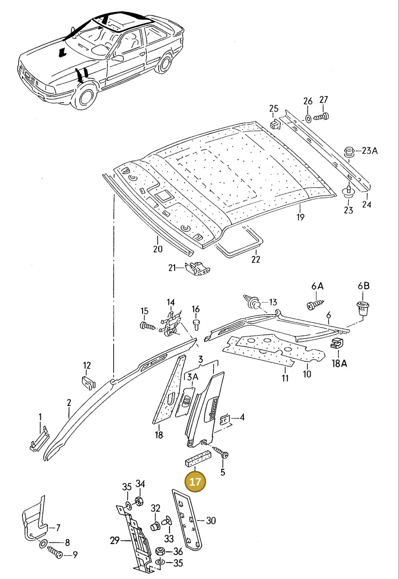 893867335A — Audi Coupe quattro/3   96 (1995-1995) diagram 142867550, position 17