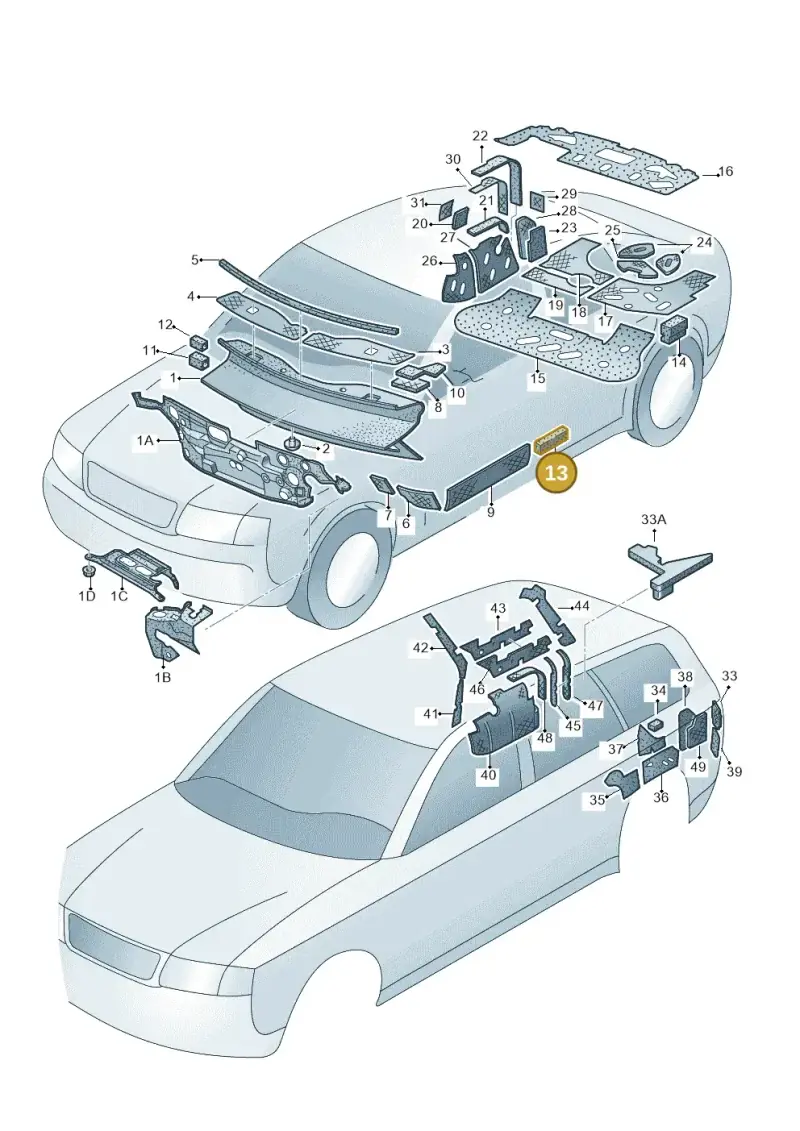 893867335A — Audi RS6 qu. (2003-2004) diagram 260863400, position 13