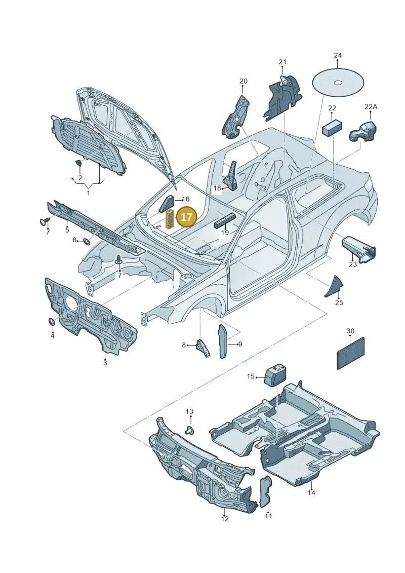 893867335A — Audi A3 Sportback (2012-2016) diagram 745863200, position 17