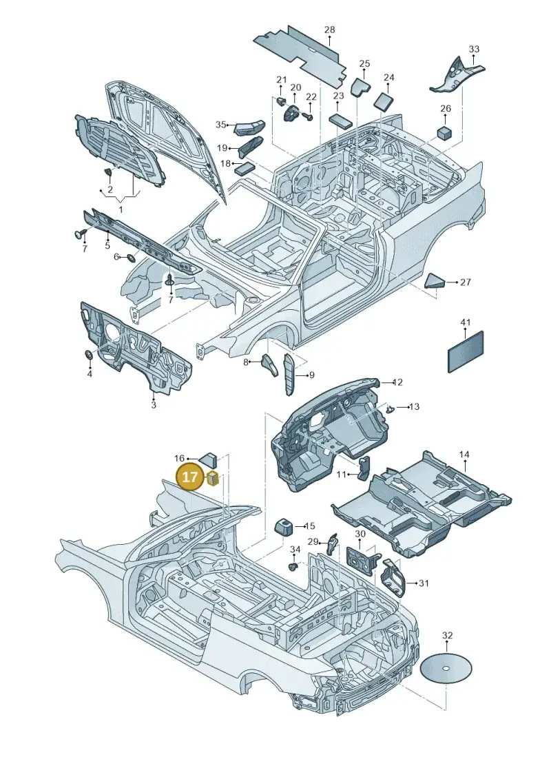 893867335A — Audi A3 Cab. 1.4 (2013-2016) diagram 778863200, position 17
