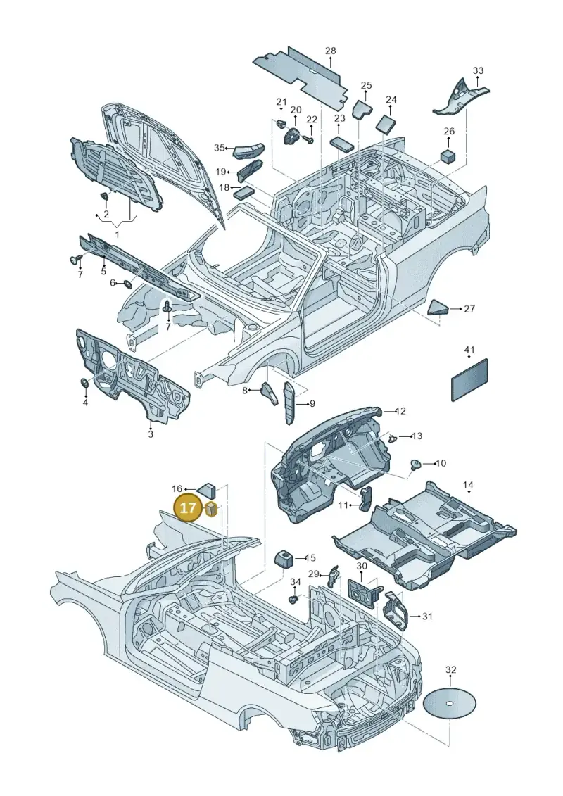 893867335A — Audi A3 Cabrio (2016-2020) diagram 891863200, position 17