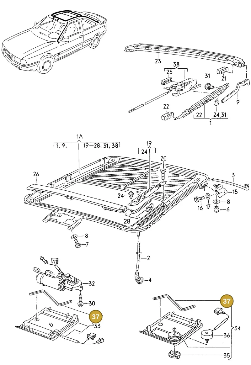 895877849 — Audi Coupe quattro/3   96 (1995-1995) diagram 142877120, position 37