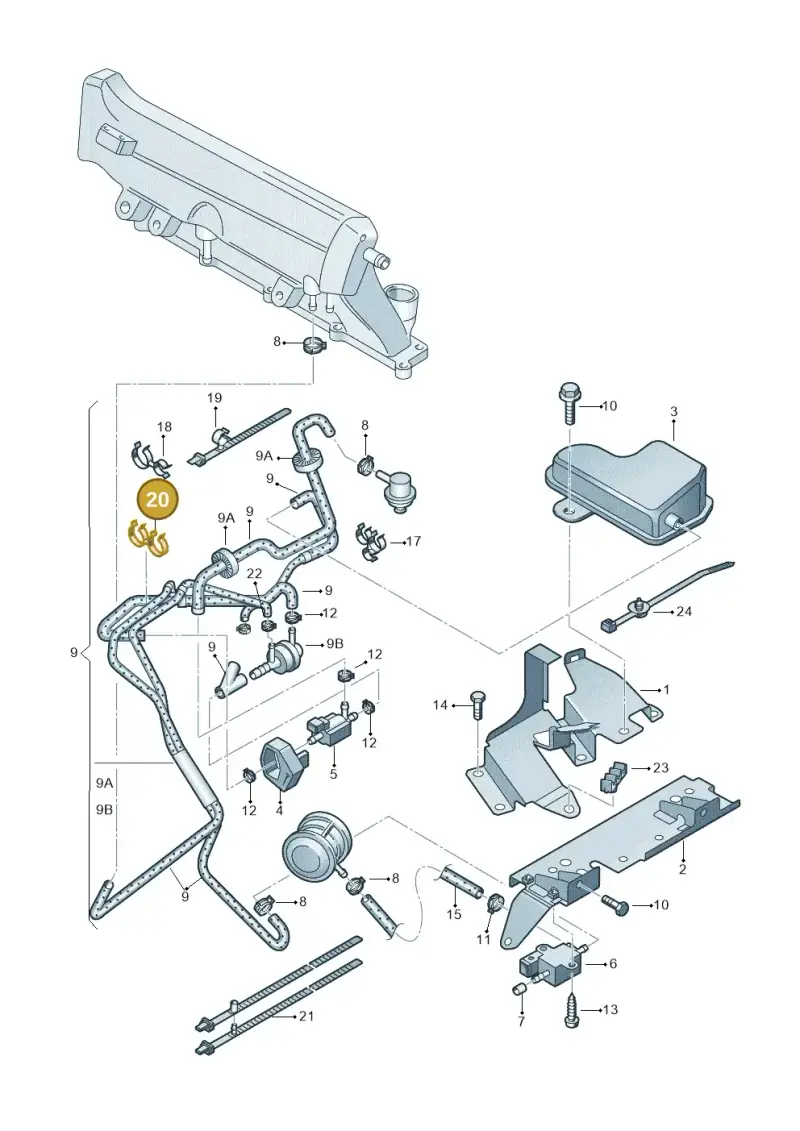 8A0201687 — Audi TT Coupe/Roadster (2002-2006) diagram 194133320, position 20