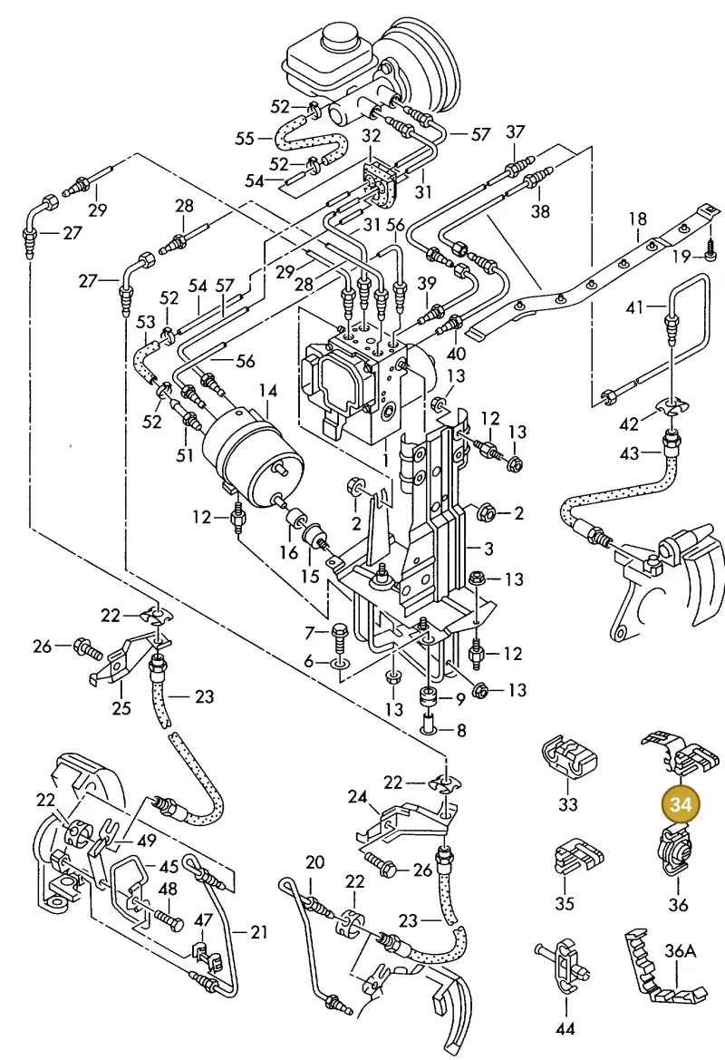 8A0614853 — Audi A8 quattro (1999-2002) diagram 153614300, position 34