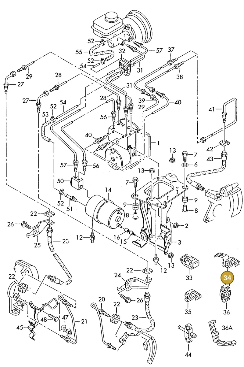 8A0614853 — Audi A8 quattro (1999-2002) diagram 255614350, position 34