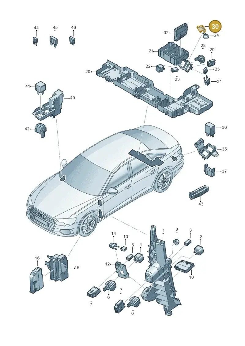 8A0937530 — Audi A6 2.0 (2018-) diagram 430937000, position 30