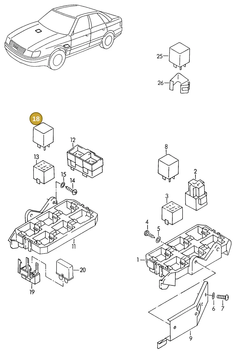 8A0951253A — Audi A6/Wagon F >4A-W (1996-1997) diagram 118937700, position 18