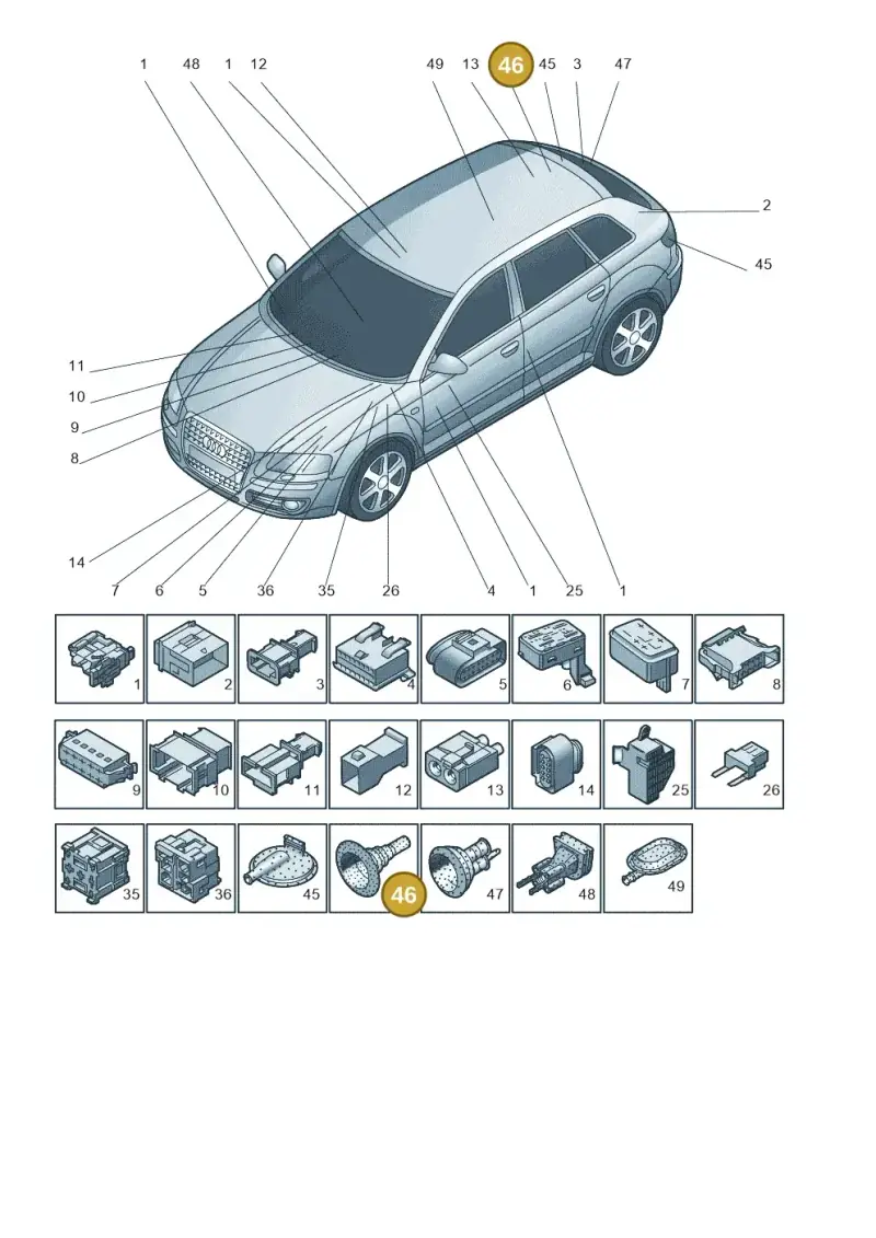 8A0971908 — Audi RS3 Sportback (2011-2012) diagram 720971790, position 46