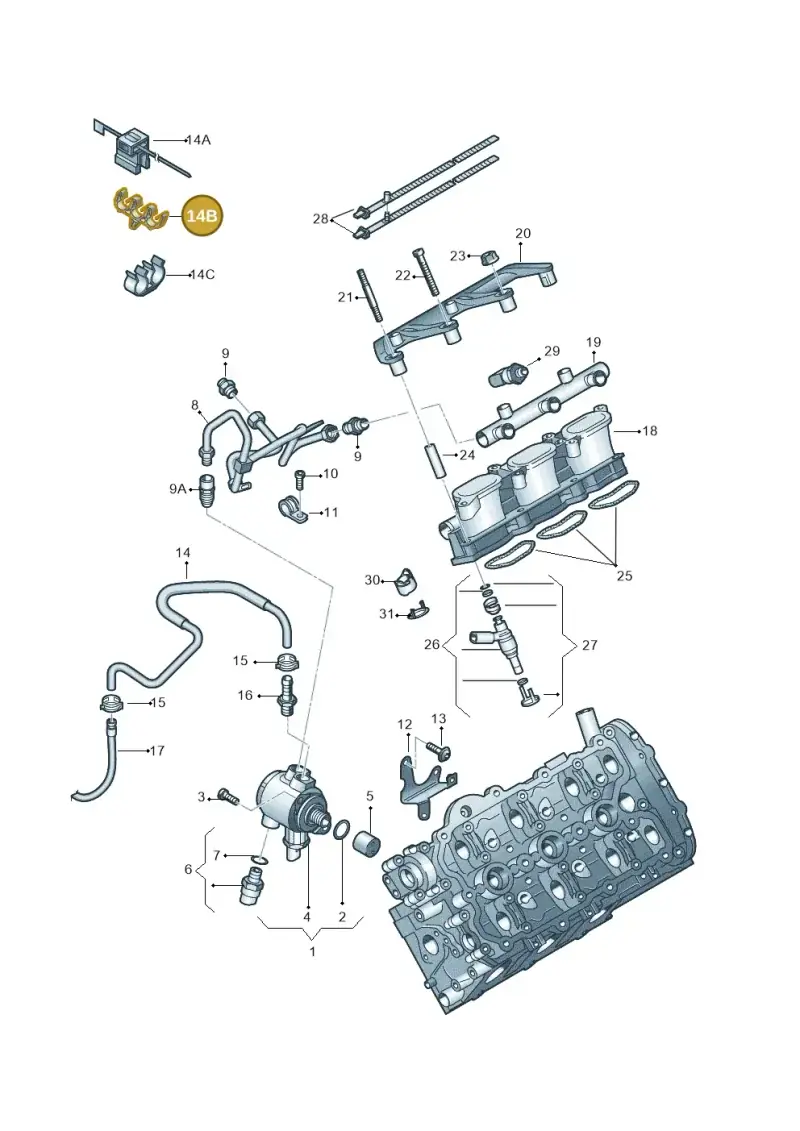 8D0201367A — Audi A7 Sportback (2010-2015) diagram 448133730, position 14B