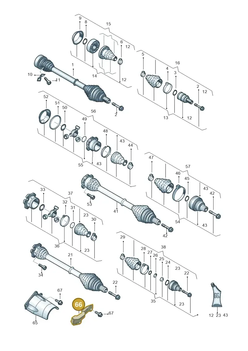 8D0311711 — Audi A4/S4/Av./qu. (2001-2004) diagram 249407360, position 66