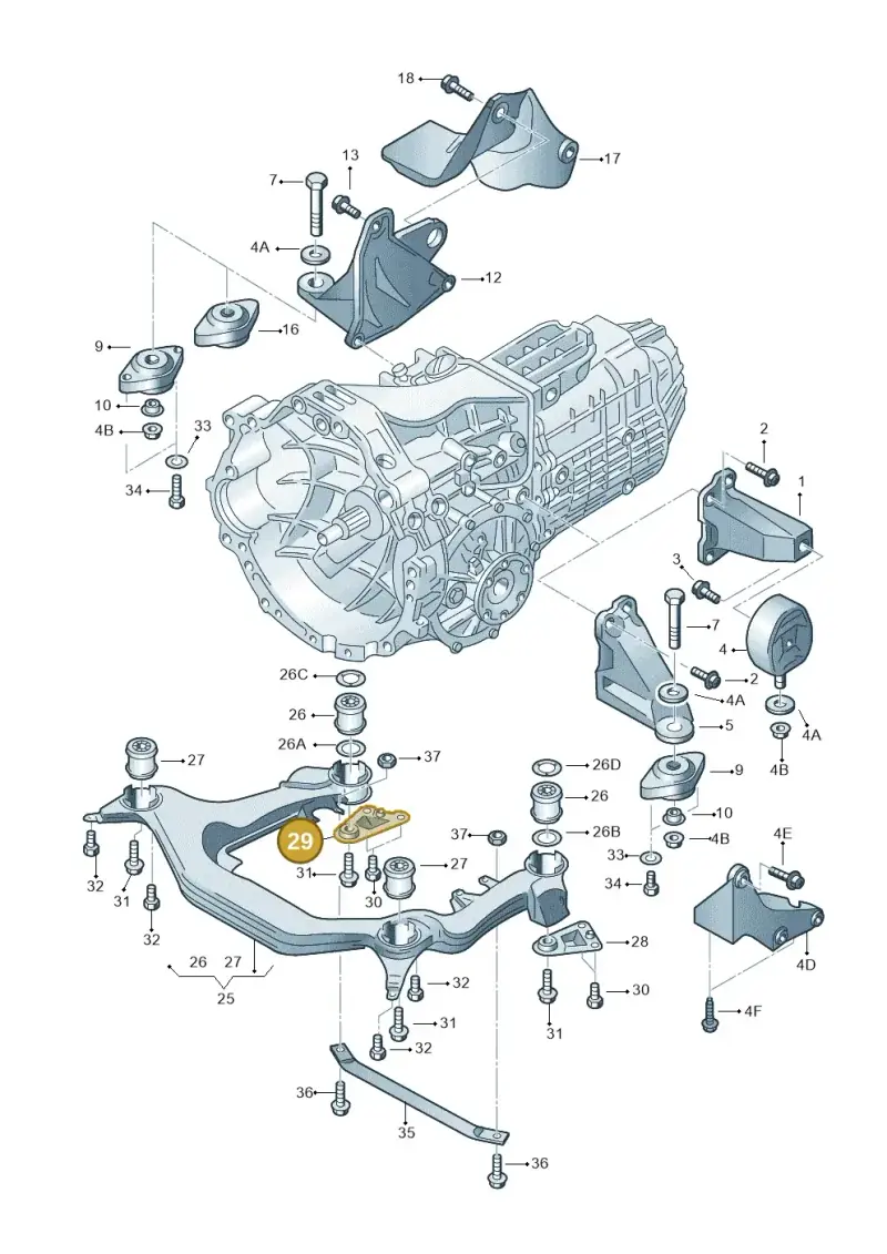 8D0399542B — Audi RS4 AV. QU. (2000-2001) diagram 221399200, position 29