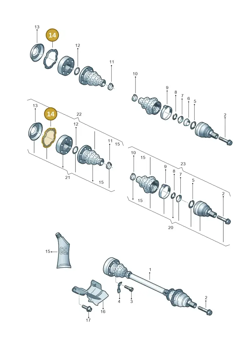 8D0407309A — Audi R8 qu. 5.2 (2012-2015) diagram 258501100, position 14