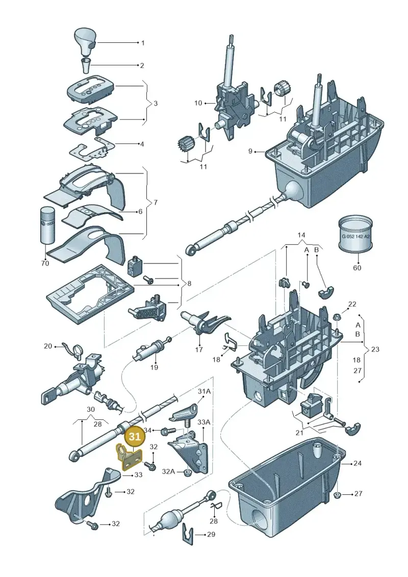 8D0713281C — Audi RS6 qu. (2003-2004) diagram 264713150, position 31