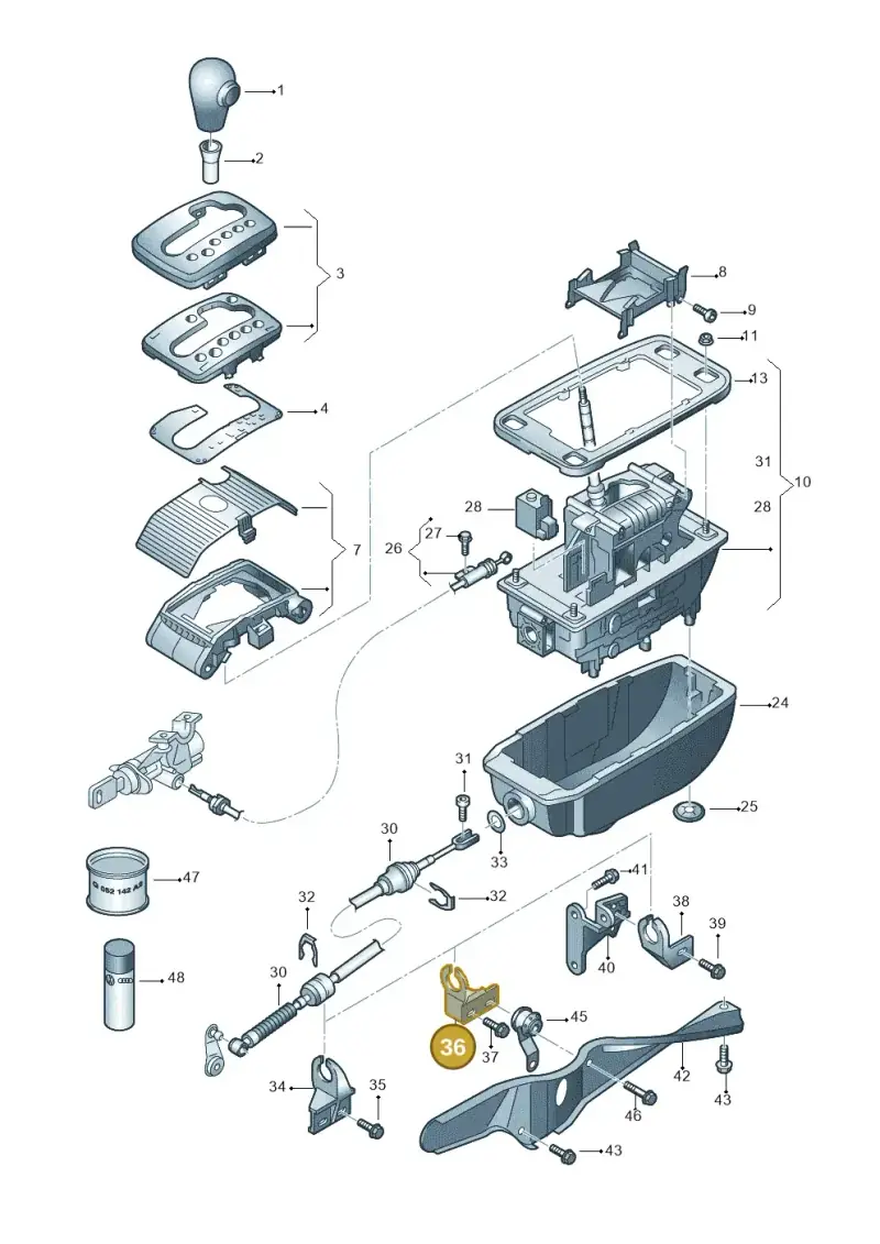 8D0713281C — Audi A4/S4 Cabrio./qu. 07> (2006-) diagram 454713200, position 36