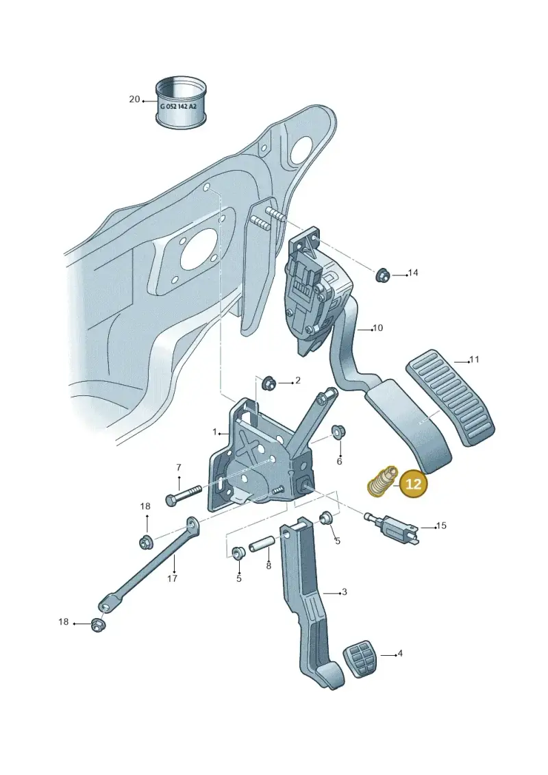 8D0721522 — Audi A2 (2000-2005) diagram 229721750, position 12