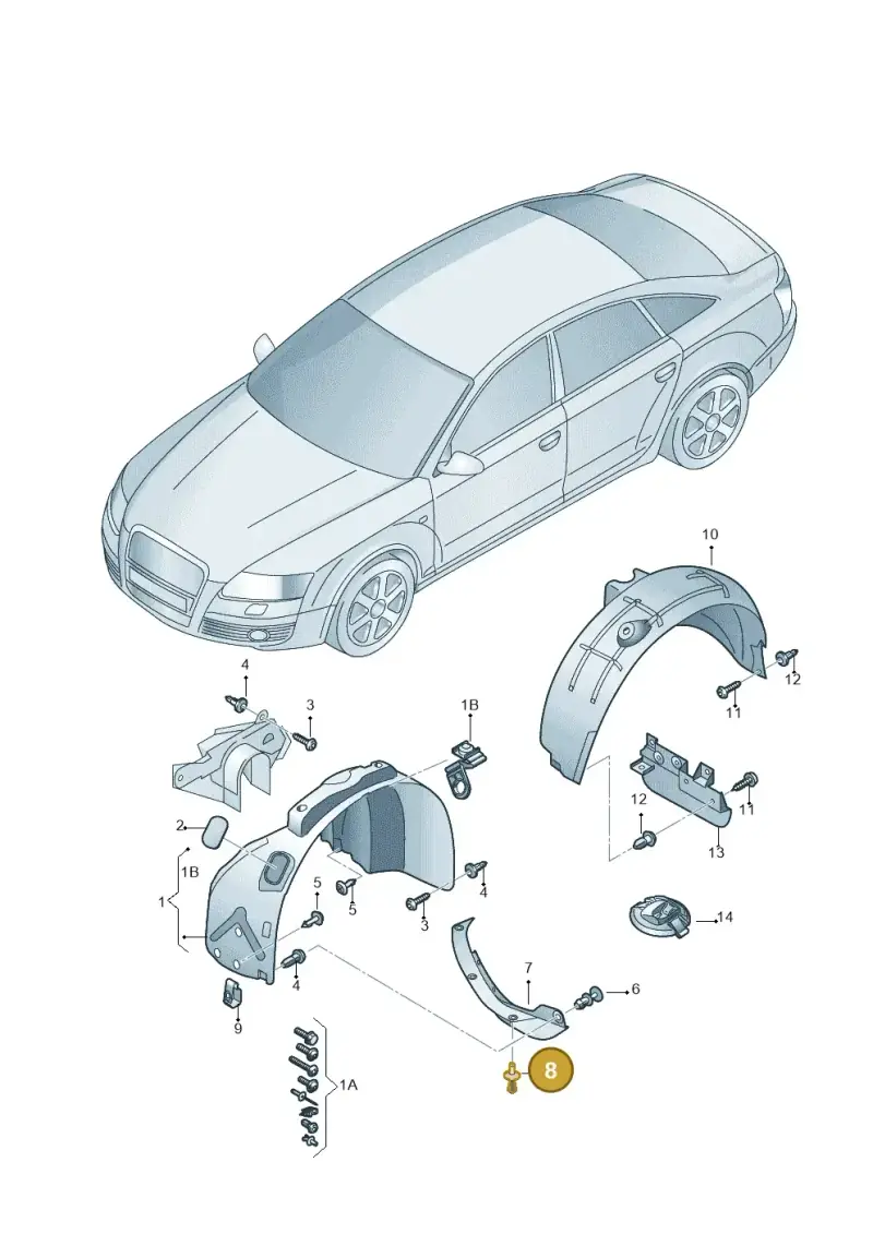 8D0805121 — Audi RS4 Cabrio qu.    08> (2007-) diagram 448821500, position 8