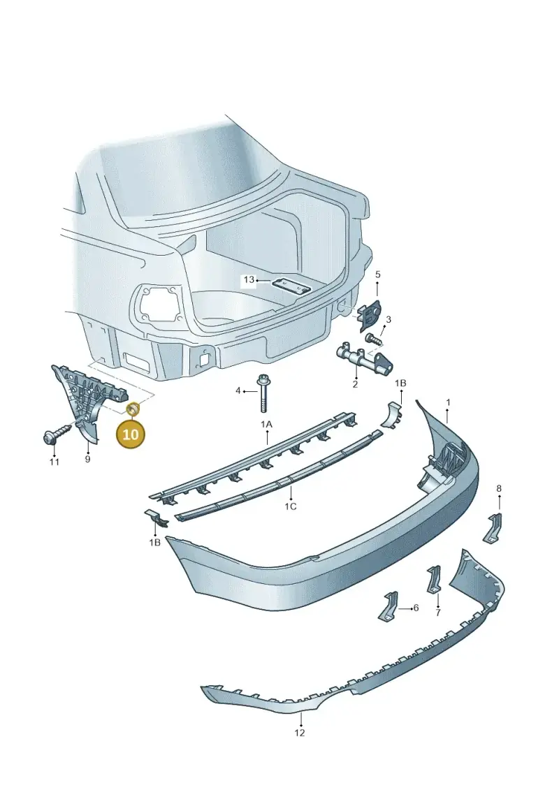 8D0807300A — Audi A4/Avant (1999-2001) diagram 223807500, position 10