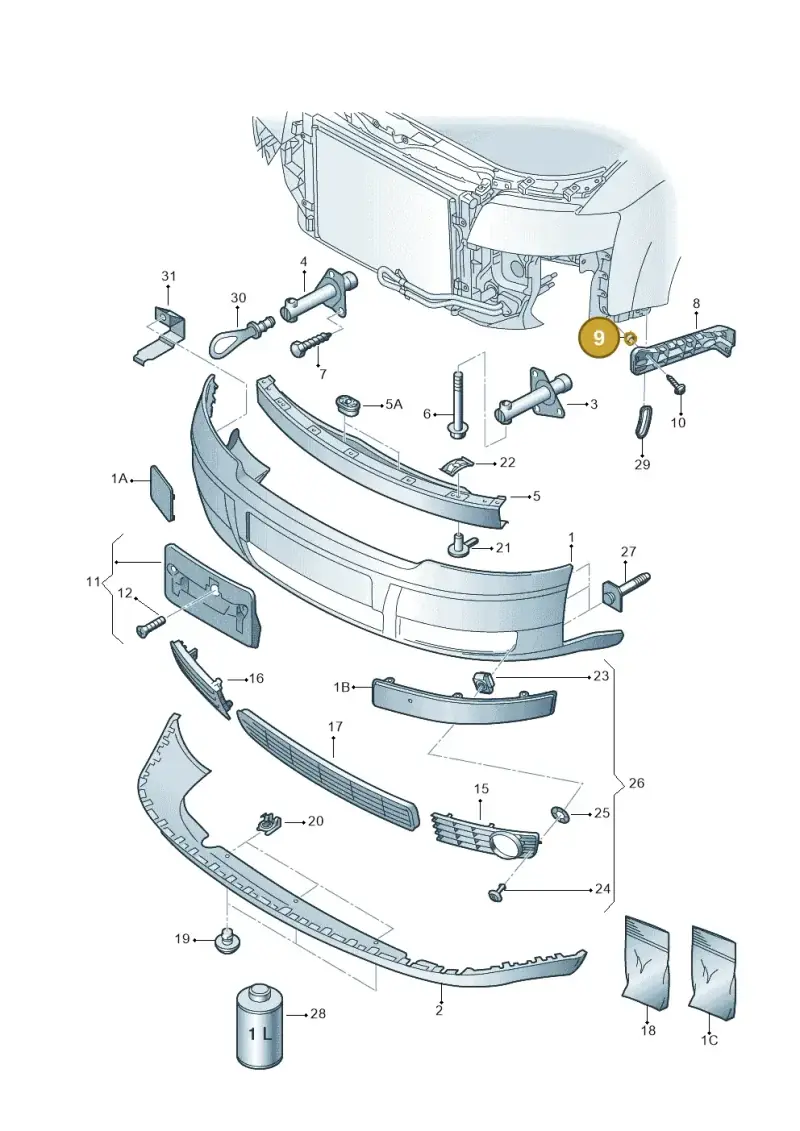 8D0807300A — Audi A4/S4/Av./qu. (2001-2004) diagram 249807000, position 9