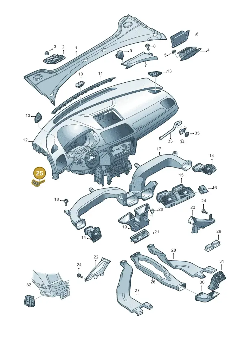 8D0819598 — Audi Q3 1.4 (2016-) diagram 728819300, position 25