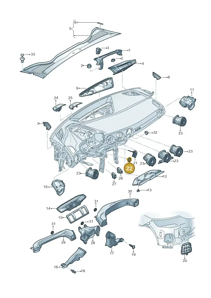 8D0819598 — Audi TTRS Coupe (2016-2023) diagram 850819300, position 22