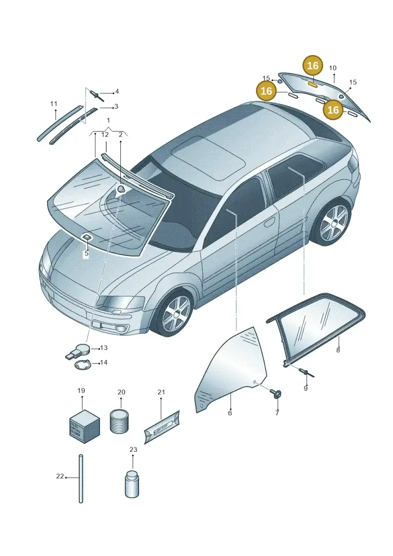 8D0845237 — Audi A3 Sportback (2008-2013) diagram 412845000, position 16